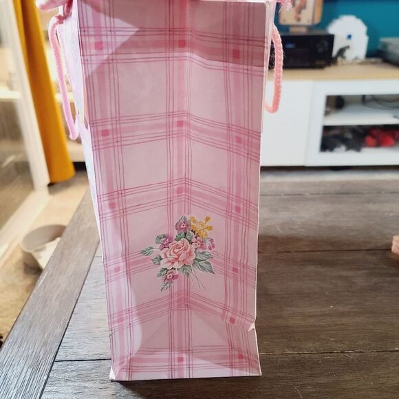 Vintage 1980's Pink Girly Pastel Floral Kawaii Gift Bag Ribbon Bow - Picture 2 of 16